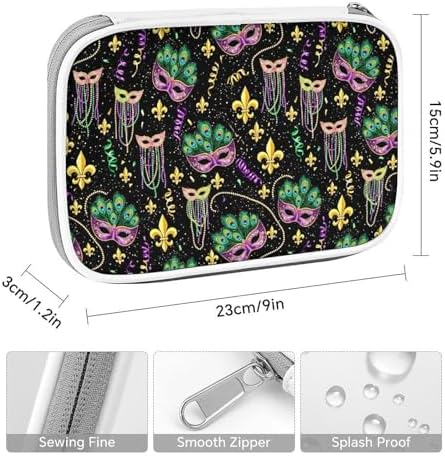 Women's Simple Thin Pencil Case Waterproof And Portable Perfect Organizer Box Vintage Masks Mardi Gras