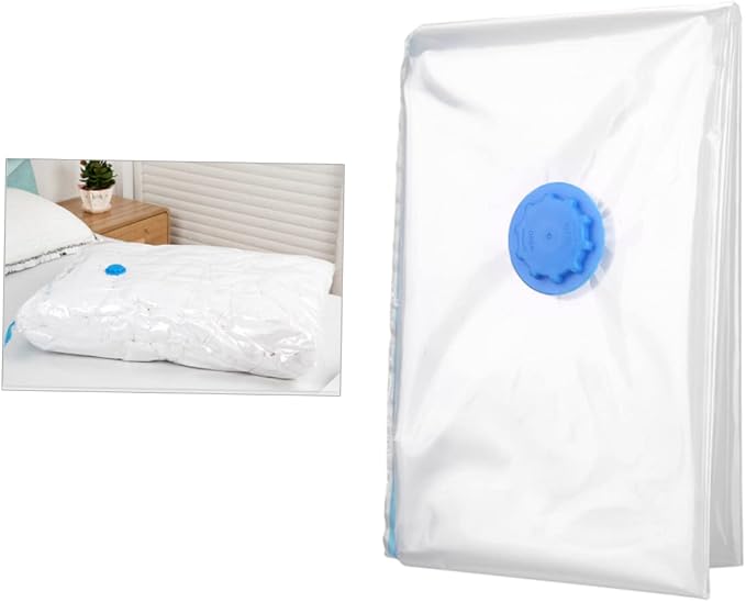 Vacuum Storage Bag for Duvets and Clothes, 80x120cm White | PET and PE Materials, Foldable Organizer for Room Storage, Vacuum Compression, Space Saving for Home Use