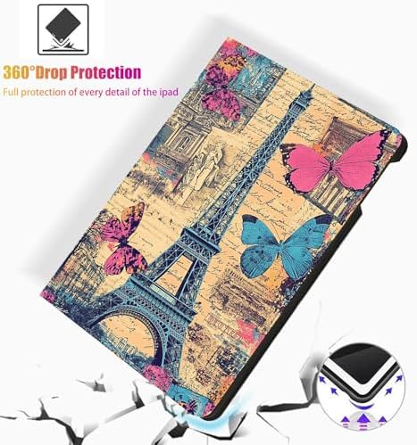 for Microsoft Surface Go 4/3/2/1-10.5" 2021 Tablet Case,Auto Wake/Sleep,Adjustable Stand Protective Cover - Paris Tower Butterfly