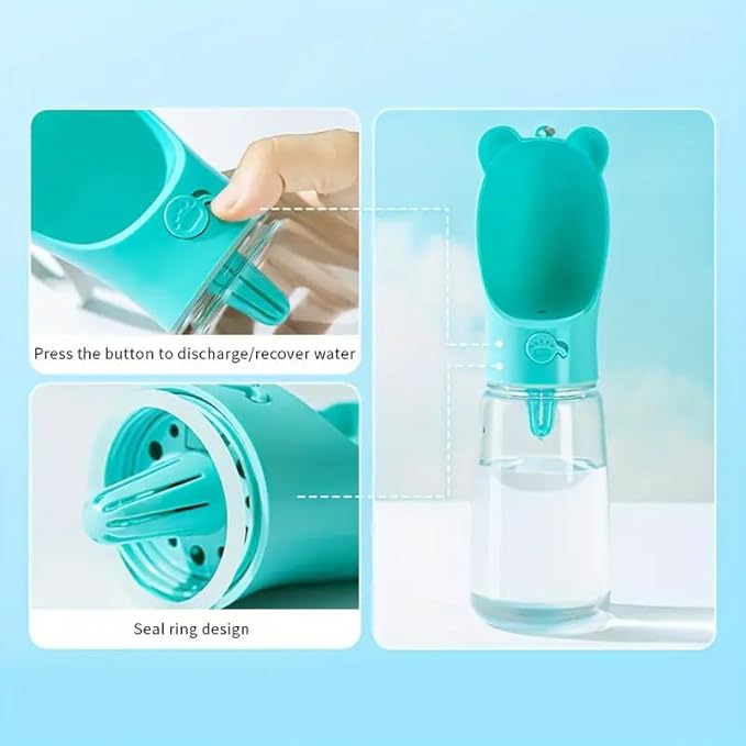 Outdoor Water Bottle for a Dog, Portable pet Water Bottle with Food Container, Leak Proof Dog Travel Water Bottle, Dog Water Bottle for Outdoor Walking and Hiking (Blue, 18.6 OZ)