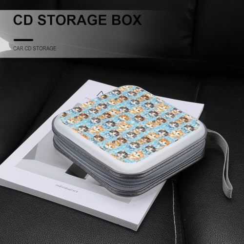 DVD Storage Disc Wallet Kitten Cats DVD Holder Protective Binder | CD Organizer with Portable Carry Handle, Hard Shell Plastic, 40 Capacity, Kitten Cats
