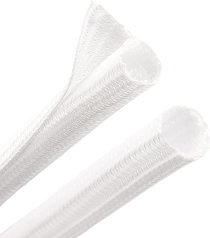 25ft PET Braided Cable Sleeve 1/3 inch(8mm) Wire Protector Cable wrap Wire Covers for Cords Cable Sleeves Cord Management Cable Management Sleeve(White)