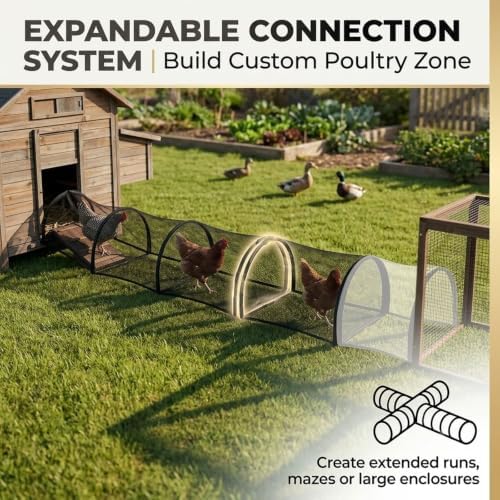 Foldable Chicken Run Tunnel, 120in Portable Poultry Enclosure, Outdoor Coop Extension for Yard, Tool-Free Setup(Light Green)
