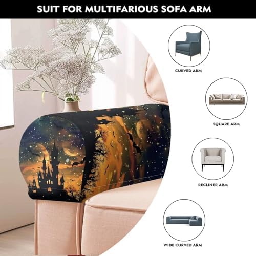 Couch Arm Covers for Sofa Halloween Castles Arm Chair Covers Slipcover Scratch-Resistant Sofa Arm Covers Protect Anti-Slip Furniture Protector Halloween Decoration