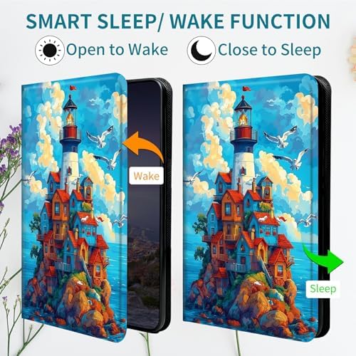 Case for Samsung Galaxy Tab A8 10.5" 2022 SM-X200/X205/X207, 360 Degree Rotating Stand with Multi-Angle Vertical & Horizontal Viewing Shockproof Shell for Women Men, Blue Sky Castle