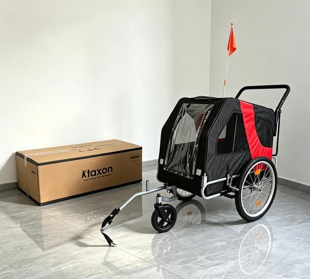 Ktaxon 2-in-1 Pet Bike Trailer, Heavy Duty 132lbs Load Capacity Foldable