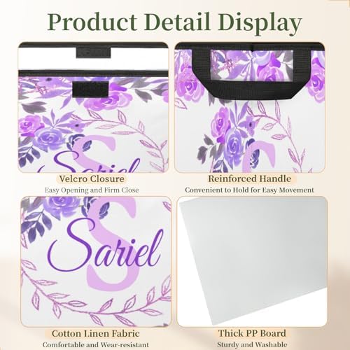 Purple Storage Bin with Lid Personalized Storage Baskets for Organizing Foldable Closet Organizers with Handles,Cute Basket for Boys Girls for Clothes Blanket Pet Dog Toy Basket Storage (1 Pack)