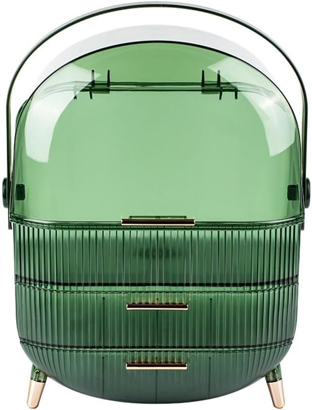 XJPWZER Storage Box Transparent Large Makeup Organizer Drawers Portable Handle Waterproof Dustproof