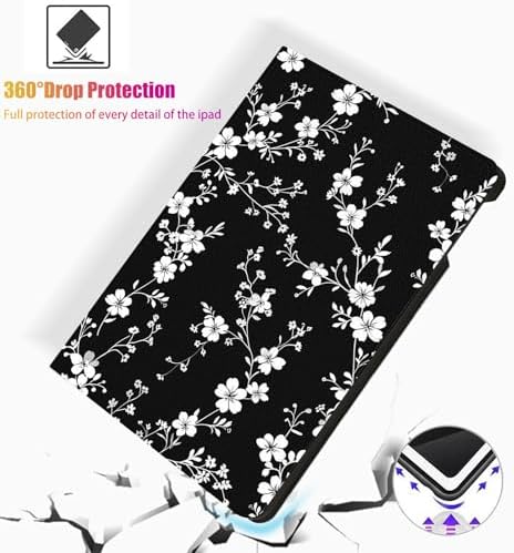 for Microsoft Surface Pro 8-13" 2021 Tablet Case,Auto Wake/Sleep,Adjustable Stand Protective Cover - Minimalist White Floral