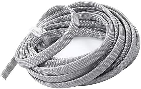 Othmro 16.4ft/5Meter PET Expandable Braided Cable Sleeve, 3/8 Inch Flexible Wire Loom Cord Protector, Cable Management Sleeve Cord Cover for Audio Video Cable Protectors from Pets(1Pc Grey)