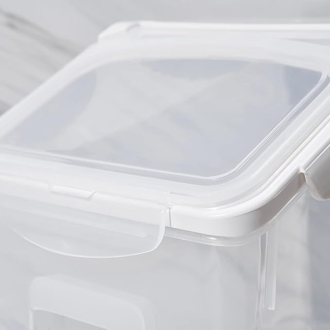 10 Liter / 20 lbs Rice Storage Container with Measuring Cup, BPA free, For Rice | Grain | Pet Food | Flour, 2 counts, Clear