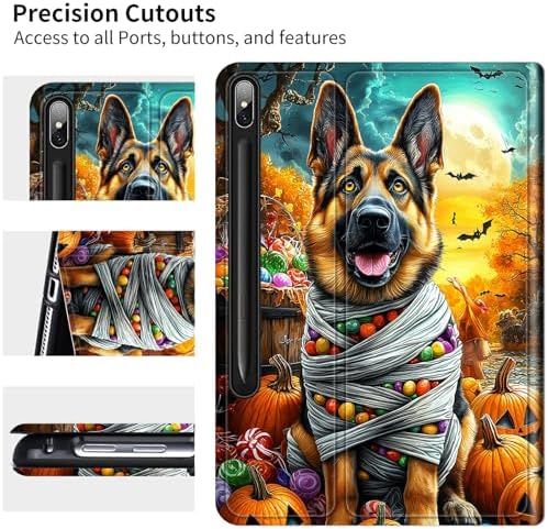 Case for Samsung Galaxy Tab S10+ Plus 2024/ S9 FE Plus/ S9 Plus 12.4" 2023 | Slim Leather Smart Cover with Multi-Angle Anti-Slip Stand [Auto Wake/Sleep] Shell for Women Men, Pumpkin Puppy