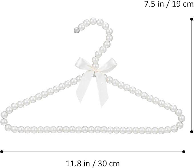SEWACC 2pcs Pearl Beaded Hangers for Kids Plastic Baby Clothes Hangers with Bow Toddler Nursery Closet Organizer for Girl Dress Dog Pet Apparel