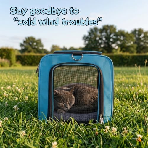 YUNIQUE Soft-Sided Cat & Dog Carrier for Pets Up to 15 Lbs, Airline Approved Collapsible Travel Puppy Carrier with Lightweight Fabric Design (Blue)