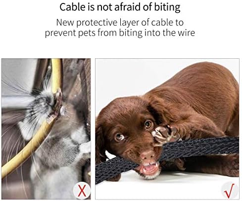 Black PET Expandable Sleeving Cord Protector Wire Loom Tubing Cable Sleeve for USB Charger Cable Power Cord Audio Video Cable Can Protect Cat Dog from Chewing Cords