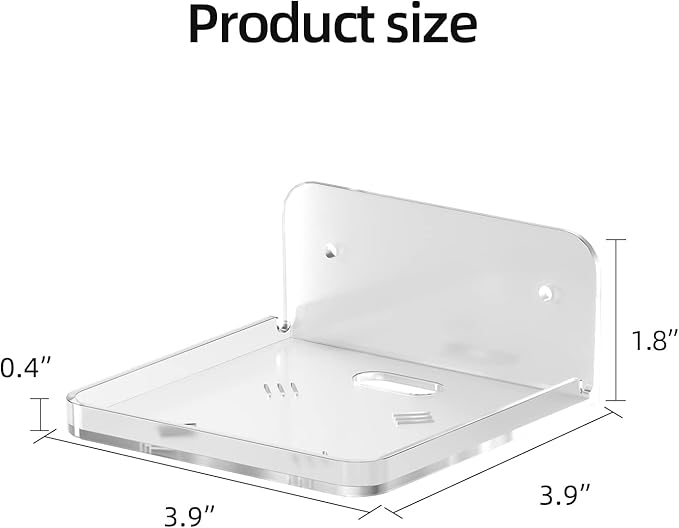 Acrylic Small Wall Mount Floating Camera Shelf 2 Pack Baby Monitor Holder, Echo Dot 5th Wall Mount Storage, Clear Mini Flexible Shelf for Bathroom, Bedroom, Kitchen