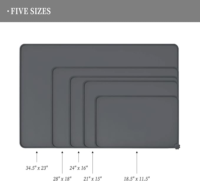 Reopet Waterproof Pet Feeding Mat, Non-Slip Silicone Placemats for Dog Cat Food and Water Bowl, High Raised Edges to Prevent Spills and Protect Floors