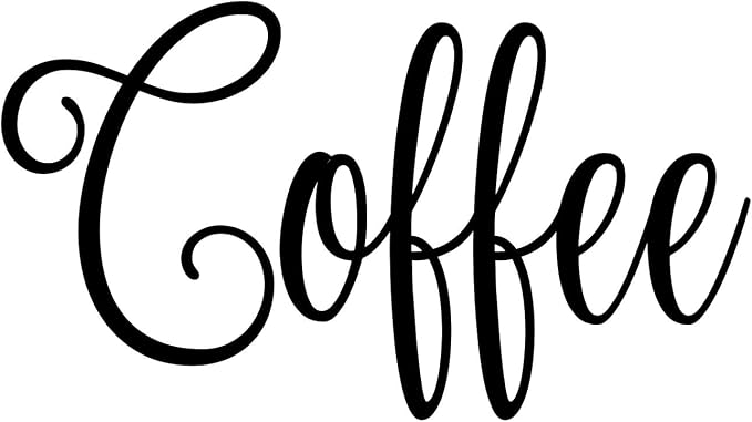 Coffee 4.25w x 2.25h Label | Kitchen Pantry Organization | Die Cut Vinyl Decal | Black Fancy Font (Sticker Only)