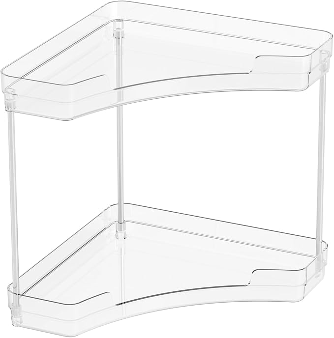 2 Tier Corner Bathroom Counter Organizer,Clear Sink Shelf,Bathroom Corner Organizer and Storage for Restroom,Vanity Countertop,Two Tier Small Sink Organizers & Rack for Makeup,Beauty Product