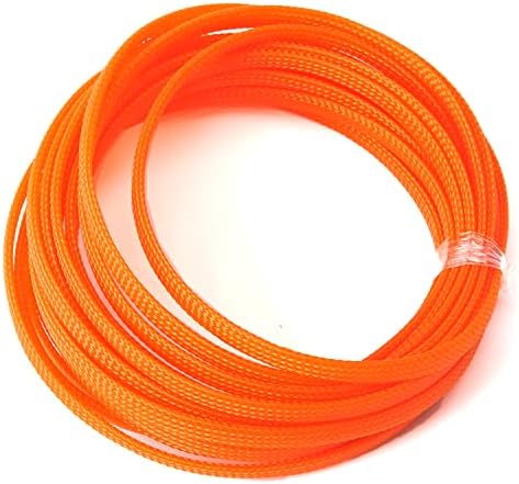 Bettomshin 1Pc 16.4Ft(5m) Cable Management Sleeve, 1/4"(6mm) Width PET Orange Cord Protector, Wire Loom Tube Insulated Split Sleeving for USB Cable Power Cord Organizer Video Cable Hider