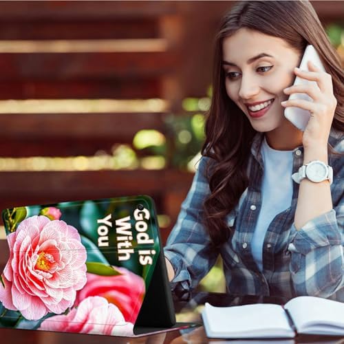 for Samsung Galaxy Tab A9 8.7 Inch 2023 (SM-X110/X115/X117) Case | Slim Leather Smart Cover with Multi-Angle Anti-Slip Stand [Auto Wake/Sleep] Shell for Women Men - Pink Peony