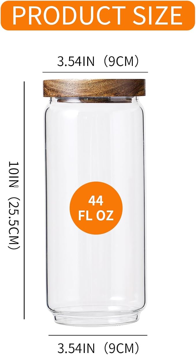 Glass Storage Jars 44 Oz 3 Pack | Food Containers for Kitchen Organized, Perfect for Coffee Beans/Noddles/Cookies/Pasta