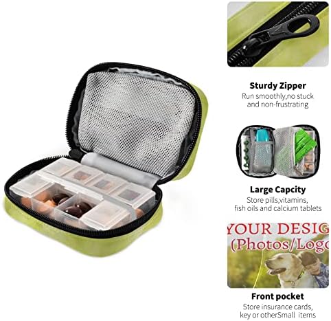 Custom Photo Personalized Pill Box 7 Day Pill Case Travel Pill Organizer Bag with Zipper Portable Weekly Case Compact Size for Vitamin Supplement Holder