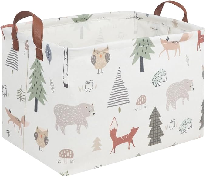 FXOLCSHE Rectangular Animals Basket,Waterproof Storage Bin for Bedroom,Nursery Hamper,Storage Bin for Boys Room Decor,Gift Basket,Animal Room Decor(Animals)