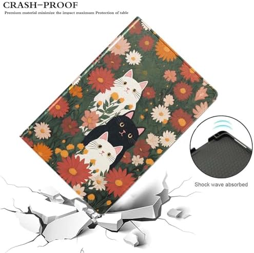 for Samsung Galaxy Tab A8 10.5 Inch 2022 (SM-X200/X205/X207) Tablet Case,Premium Leather Folio Stand Auto Wake/Sleep,Multiple Viewing Stand,Cat in Garden