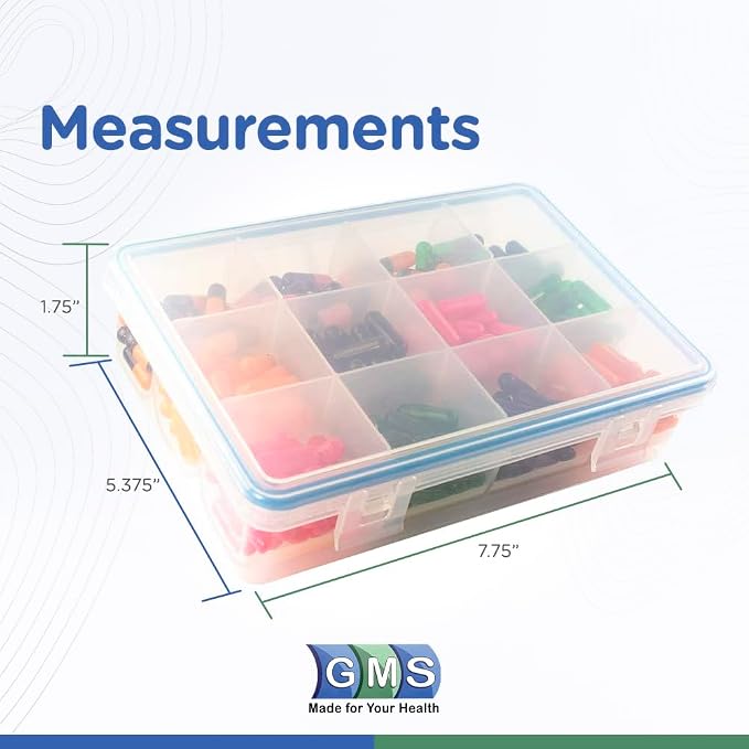 Large 12 Compartment Pill Organizer, Travel Vitamin Chest Box | Secure Locking Container for Daily Supplements & Tablets, Easy-Lock Design for Medicine Cabinet Organization & Travel