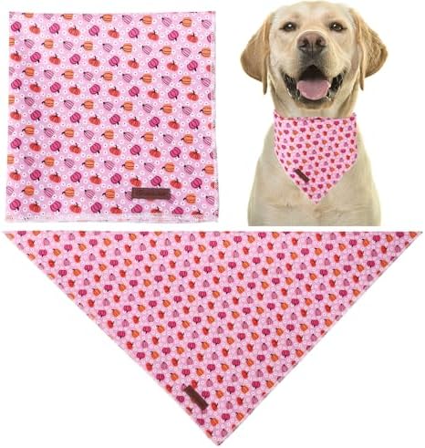 Halloween Pumpkin Dog Bandana, Halloween Triangle Bid Scarf with Pumpkin Pattern, Cotton Pet Kerchief for Girl Boy Dogs or Cats, Cute Puppy Bandana Fancy for Dogs