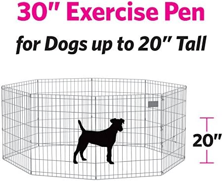 MidWest 30-Inch Exercise Pen, Single Door, 16 Sq Ft Play Area | for Indoor and Outdoor Use, Large Door Opening & Secure Latch, Easy to Set Up, Foldable Playpen