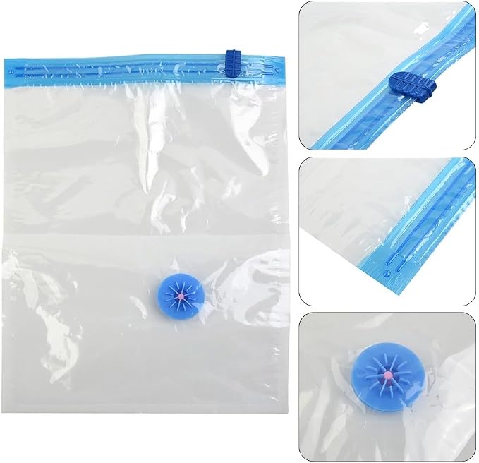 Transparent Vacuum Storage Bags for Clothes, Folding Compressed Space Saving Organizers, Large Size for Comforters, Blankets, Pillows, Seasonal Clothing, 7 Wire Thickness(30x40cm)