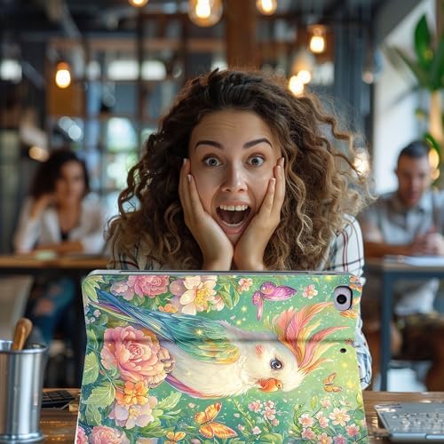for Microsoft Surface Pro 11/10/9-13" 2024/2022 Tablet Case,Auto Wake/Sleep,Adjustable Stand Protective Cover - Cute Parrot Flower