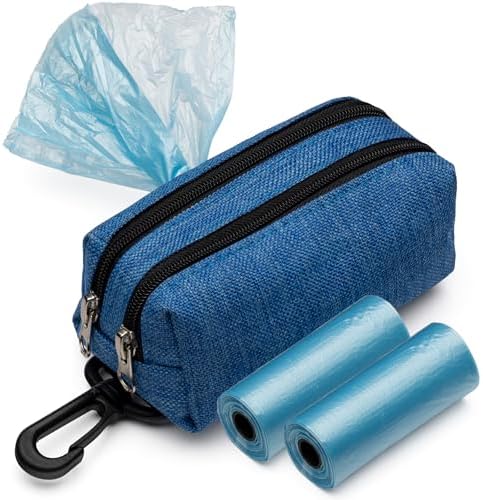 Premium Dog Poop Bag Holder for Leash - Convenient Dog Poop Bag Dispenser with Durable Design - Stylish Accessory for Easy Cleanup - Ideal for Dogs, Puppies, and Outdoor Walks - Blue