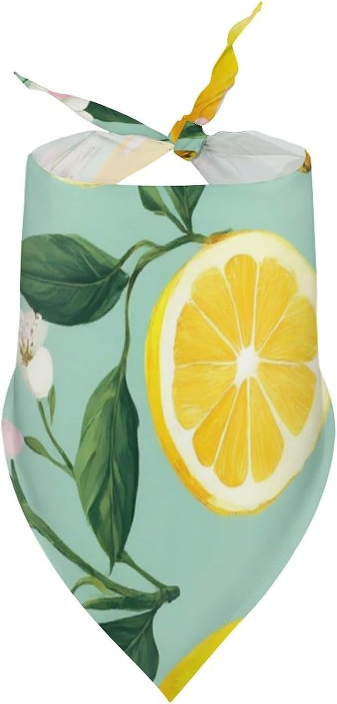 Soft and Lightweight Pet Fashion Scarves for Small, Medium, Large Dogs, Cats Lemon Tree Leaves Tropical Flowers Floral Wedding, Family Party, Casual Daily Use