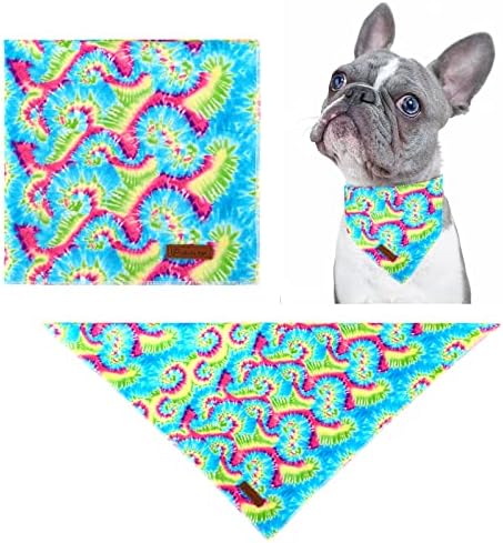 Triangle Bandana - Comfortable Cotton Dog & Cat Kerchief, Washable Tie Dye Scarf for Small Puppies & Dogs