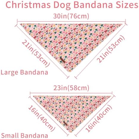 Christmas Dog Bandana–Pink Christmas Tree Triangle Scarf for Small Medium Large Dogs, Soft Cotton Pet Bib for Winter & New Year, Adjustable Dog Kerchief