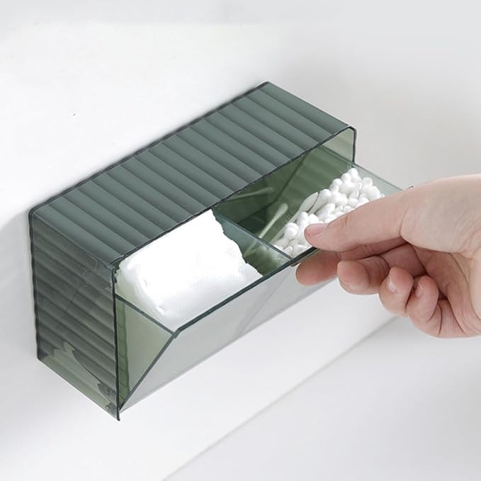 Ipetboom 2pcs Wall Mounted Cotton Swab Box with Lid Pet Large Organizer