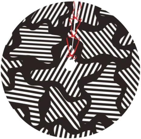 Christmas Tree Skirt, Soft Polyester Xmas Tree Skirts with Ribbon Ties, Rustic Farmhouse Holiday Party Decorations Illustration of Seamless Abstract Pattern 36"