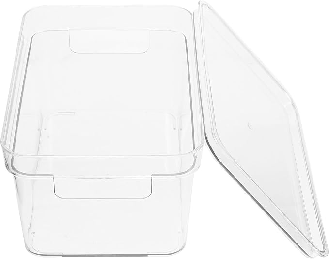 Totority Stackable Storage Box with Smooth Inner Design with Lid Pet Material Desktop Organizer Easy to Find Items for Makeup and Beauty Products the Sink and School Use