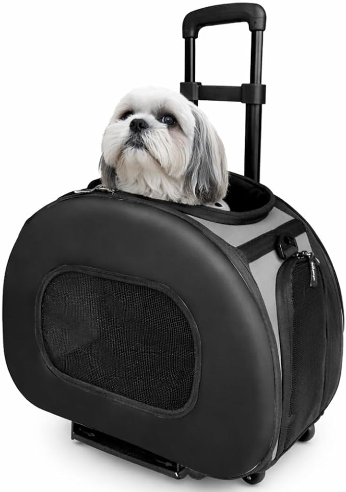 Pet Life ® 'Final Destination' Military-Grade Hardshell and Light 2-in-1 Wheeled or Carrying Travel Airline Cat and Dog Carrier Crate or Portable Pet Kennel