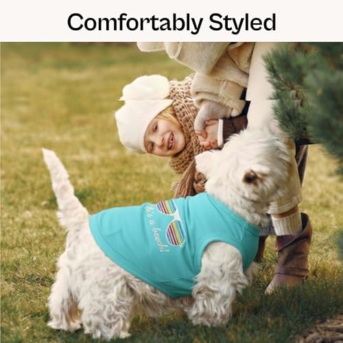 Parisian Pet Beach Dog Shirt – 100% Cotton Shirts for Large Dogs – Sleeveless Pet Vest – Lightweight and Breathable Dogs Apparel – Cute Summer Dog Clothes - Stretchy T Shirts for Pets