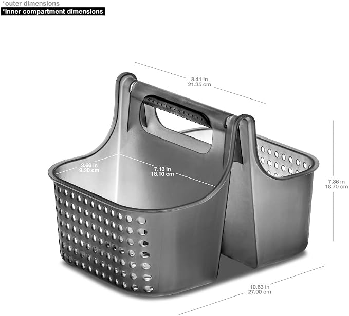 madesmart Small Soft Grip Under Sink Bathroom Storage, Multi-Purpose Home Organization, EPA Certified, Premium Antimicrobial Carbon (Pack of 2)