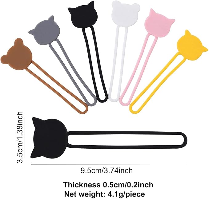 AKOAK Power Cord Organizer - Reusable Silicone Animal Shape Cord Winders - Headphone, Data, Mouse, Umbrella, Coat Hanger - Pack of 6