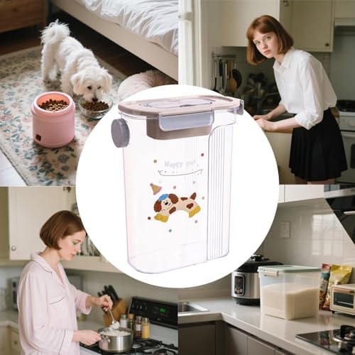 Cat Treat Container Airtight Portable Pet Food Bin with Handle