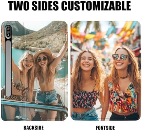Custom Photo Personalized Flip Case for Samsung Galaxy Tab S7+/S7 Plus 12.4 inch(2020),Model Code: SM-T976B/T975, Samsung Galaxy Tablet Customized Picture Text Leather Stand Cover Protective Case