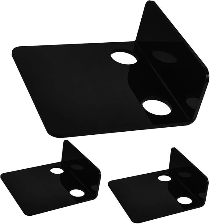 Toddmomy 3pcs Monitor Mount with Floating Wall Shelf for Speaker and Security Camera Easy Installation Cable Management Design Black Color for Nursery and Home Use