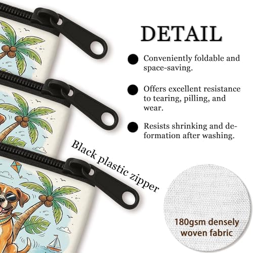 Cute Boxer Dog Makeup Bag, Coastal Beach Shells Cosmetic Travel Pouch for Women Girls, Portable Small Canvas Zipper Organizer, Pet Toiletry Bag 7x9 Inch