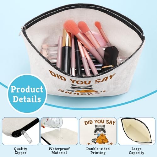 Raccoon Lovers Gifts Makeup Bag Raccoon Gifts for Women Funny Animal Themed Gift Travel Pouch White Elephant Thanksgiving Friendship Birthday Gift for Friend Sister Daughter Cosmetic Bag with Zipper